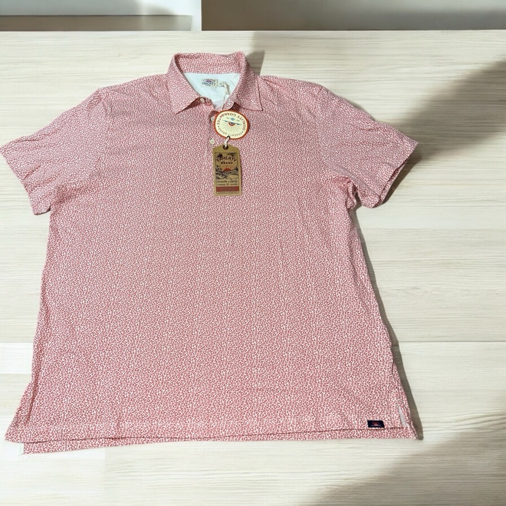Faherty Brand shirt men’s 2XL pink white short sleeve new